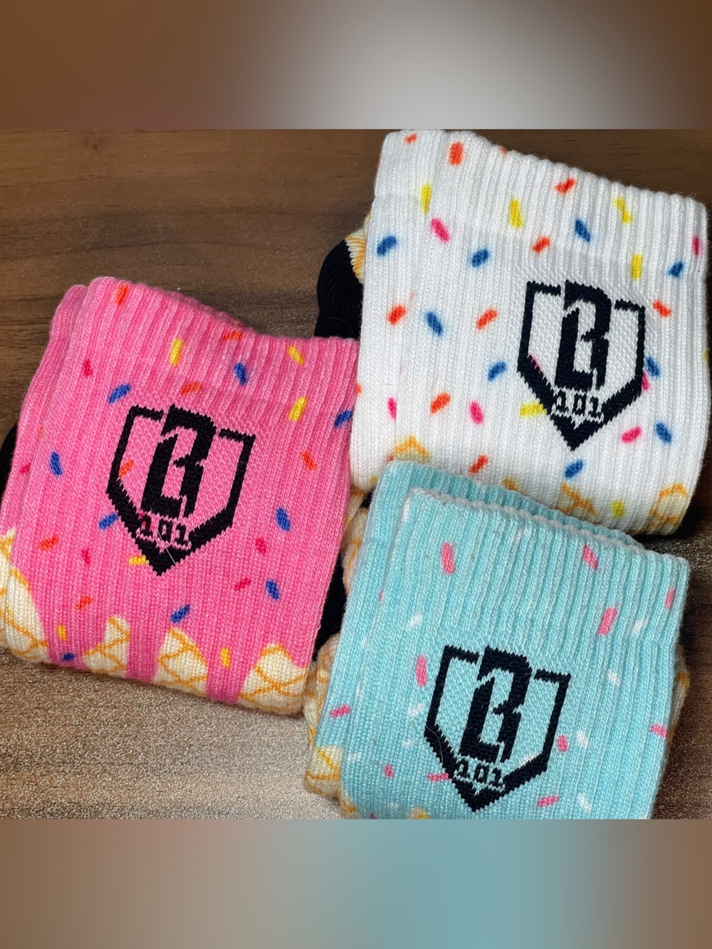 Baseball Lifestyle 101 Kids Ice Cream Socks 3-pack M